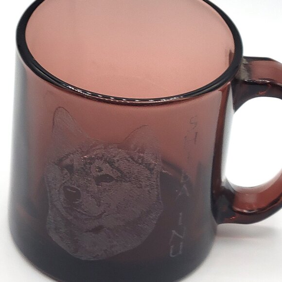 Shiba Inu Puppy Dog Etched Brown Glass Mug Pet Animal Made in the USA - Picture 2 of 7